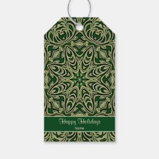 Etiqueta de Presente Decorativa Verde Dourada para