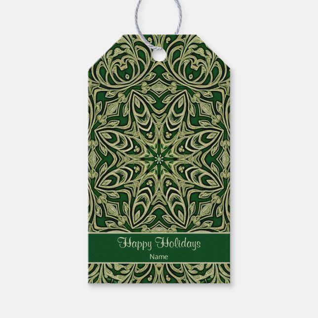 Etiqueta de Presente Decorativa Verde Dourada para (Frente)