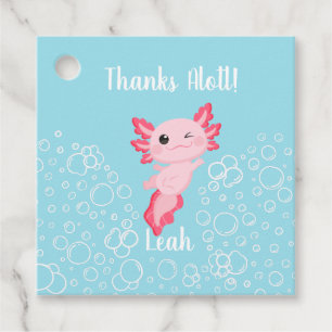 Etiqueta de Presente do Axolotl rosa e azul