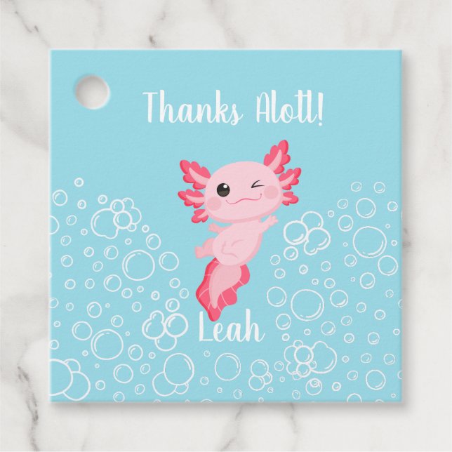 Etiqueta de Presente do Axolotl rosa e azul (Frente)