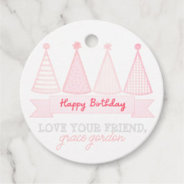 Etiqueta de Presente do Banner de Aniversário Rosa