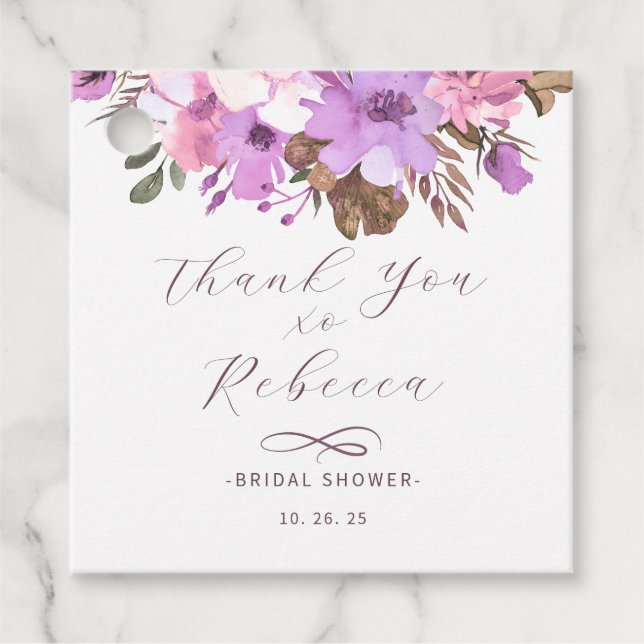 Etiqueta de Presente do Chá de panela Floral Elega (Frente)