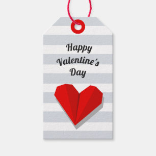 Etiqueta de Presente do Coração Vermelho feliz dia