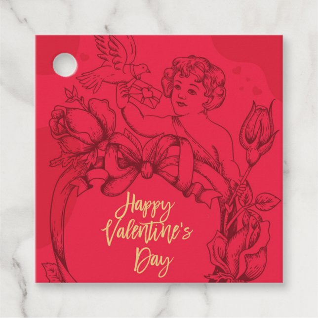 Etiqueta de Presente do Dia de os namorados Vermel (Frente)