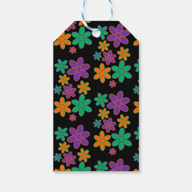 Etiqueta de Presente do Estilo Groovy Black 70s (Frente)