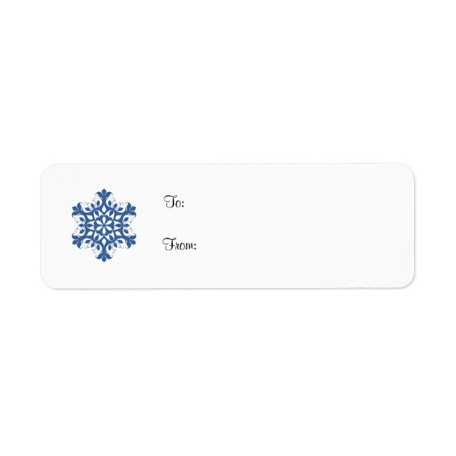 Etiqueta de Presente do Floco de Neve Azul (Frente)