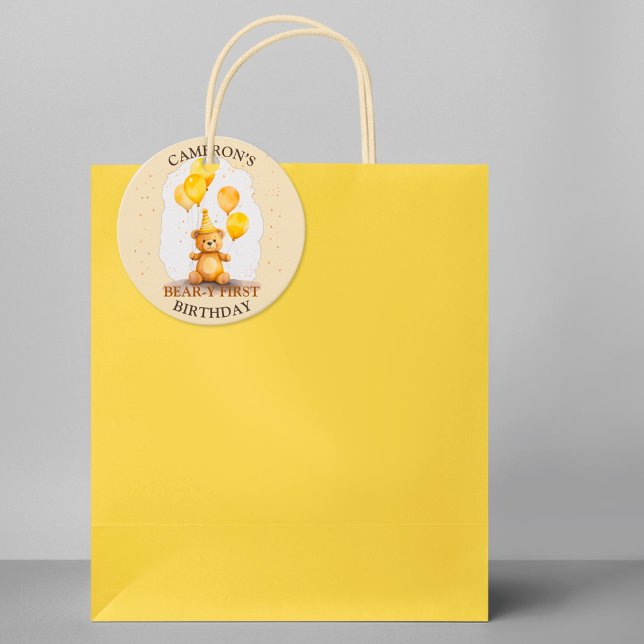 Etiqueta de Presente do Urso Amarelo de Primeiro A (Criador carregado)