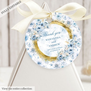 Etiqueta de Presente Dourado de Pastel Azul Boêmi
