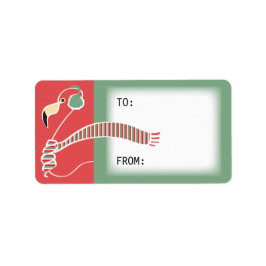 Etiqueta de presente flamingo de Natal