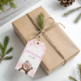 Etiqueta de presente floral de Chá de fraldas de m