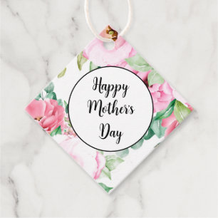 Etiqueta de Presente Floral Rosa Dia das Mães