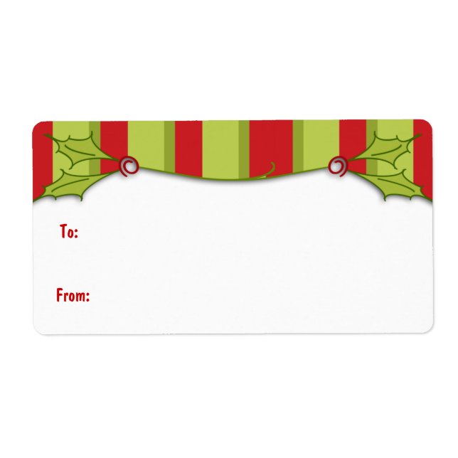 Etiqueta de Presente Holly Striped (Frente)