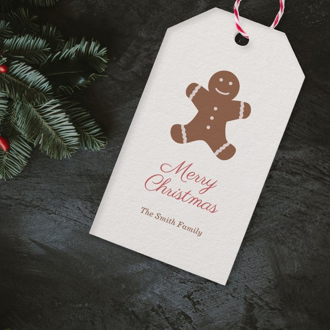 Etiqueta de Presente Homem de Biscoito de Natal (Christmas Gingerbread Man Gift Tag)