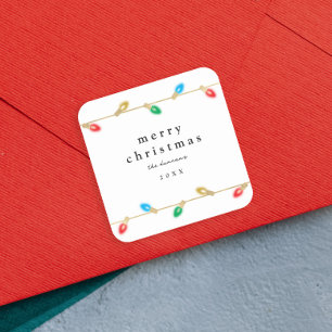 Etiqueta de Presente Luzes de Natal de Bolbo Antig