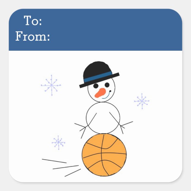 Etiqueta de Presente para Basquete Snowman (Frente)