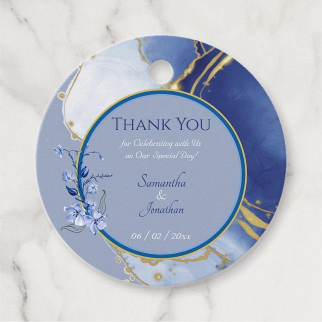Etiqueta de Presente para Casamento Azul de Água M (Frente)