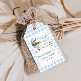 Etiqueta de Presente para Chá de Bebê Blue Gingham