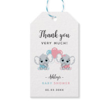 Etiqueta de Presente para Chá de Bebê de Elefante 