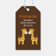 Etiqueta de Presente para Chá de Bebê de Girafas G