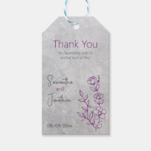 Etiqueta de presente para cinza e Casamento Roxo