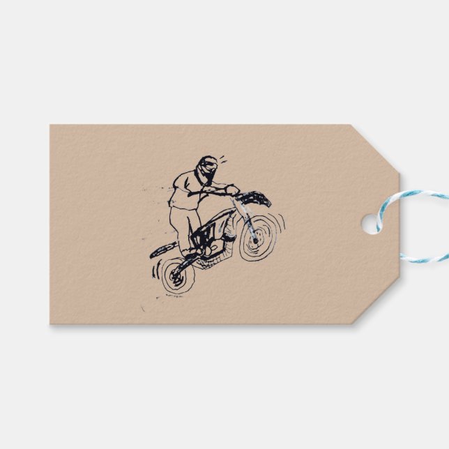 Etiqueta de presente para crianças com moto de ter (Frente (horizontal))