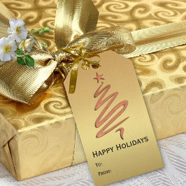 Etiqueta de Presente para Feriados Metálicos Doura