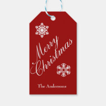 Etiqueta de Presente para Flocos de Neve Vermelhos