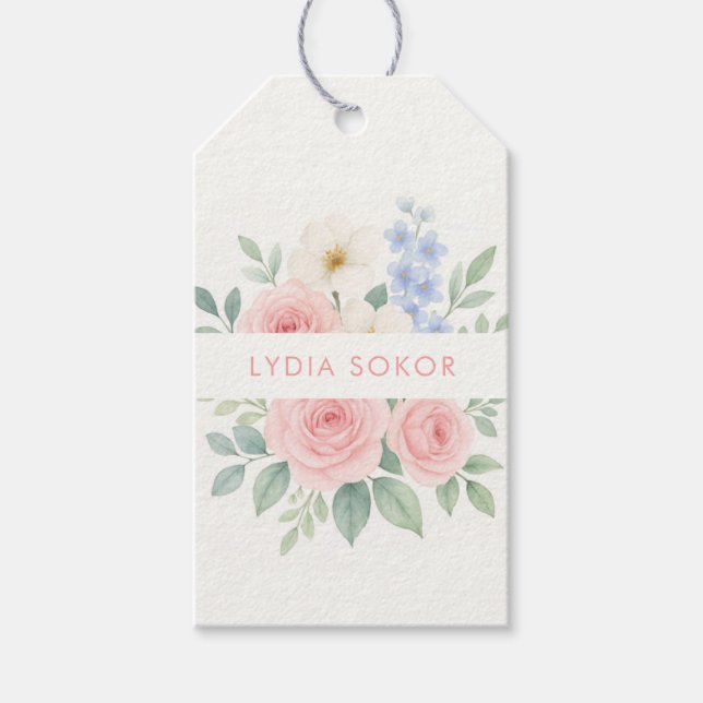 Etiqueta de Presente Personalizada com Aquarela Fl (Frente)