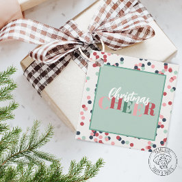 Etiqueta de Presente Quadrada Confetti Natal Alegr