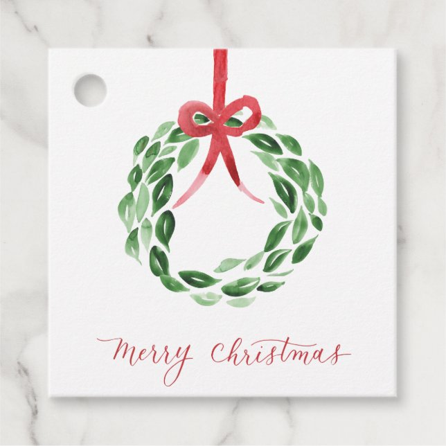 Etiqueta de Presente Quadrada de Wreath na Água de (Frente)