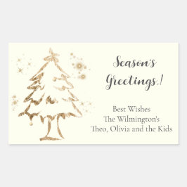 Etiqueta de Presente Retangular de Natal da Árvore