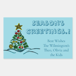 Etiqueta de Presente Retangular de Natal da Árvore