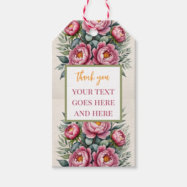 Etiqueta de Presente Rosa Rosa de Peony Personaliz (Frente)
