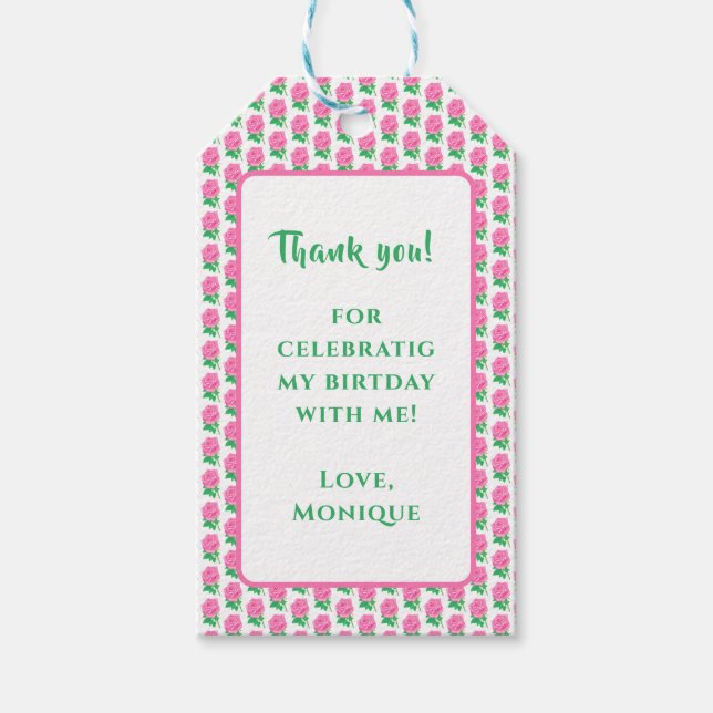 Etiqueta de presente rosa rosa rosa rosa rosa rosa (Frente)