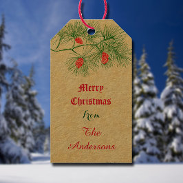 Etiqueta de Presente Verde de Pinheiro de Natal Me