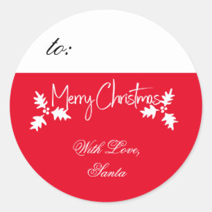 Etiqueta de presente vermelho e branco de Natal fe