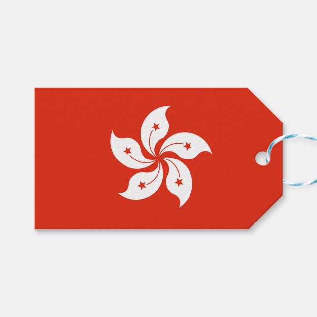 Etiqueta de presentes com bandeira de Hong Kong (Frente (horizontal))