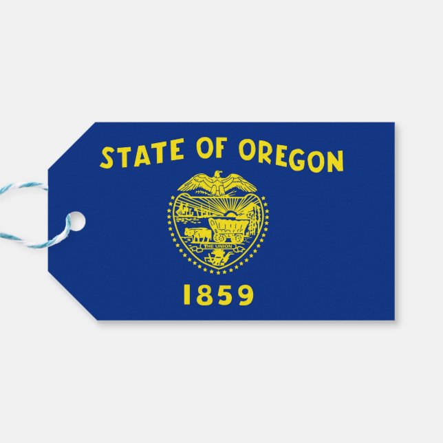 Etiqueta de presentes com bandeira do Estado de Or (Verso Horizontal)