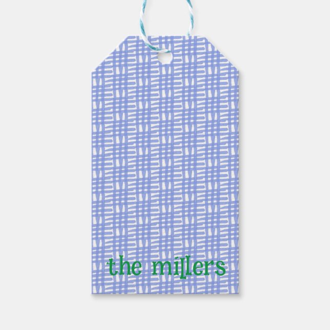 Etiqueta de presentes com padrão azul (Frente)