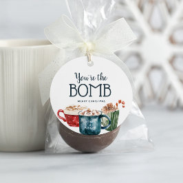 Etiqueta de presentes da bomba de chocolate quente