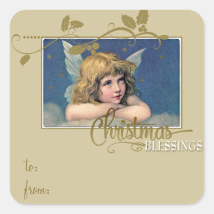 Etiqueta de presentes de anjo natalino para/de
