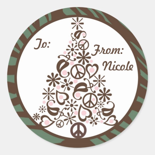 Etiqueta de presentes de árvore de Natal e Hip (Frente)