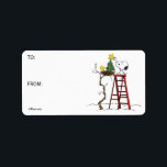Etiqueta de presentes de árvores de Natal Snoopy &<br><div class="desc">Veja esta divertida design de Natal Peanuts com Snoopy e Woodstock.</div>