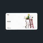 Etiqueta de presentes de árvores de Natal Snoopy &<br><div class="desc">Veja esta divertida design de Natal Peanuts com Snoopy e Woodstock.</div>
