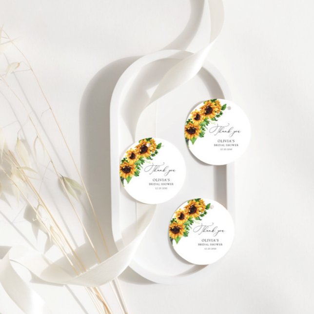 Etiqueta de presentes de Chá de panela de girassol (Criador carregado)