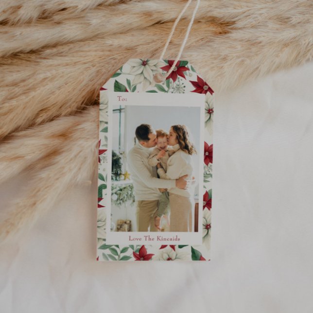 Etiqueta de presentes de fotos de Poinsettia de fe (Criador carregado)