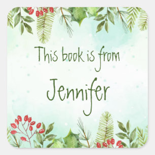 Etiqueta de presentes de Holly Berry Bookplate de 