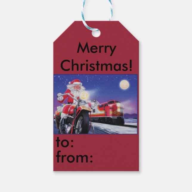 Etiqueta de presentes de Natal de motocicleta (Frente)