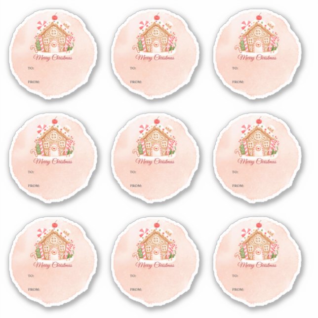 Etiqueta de presentes de Natal de Pão Rosa Persona (Frente)