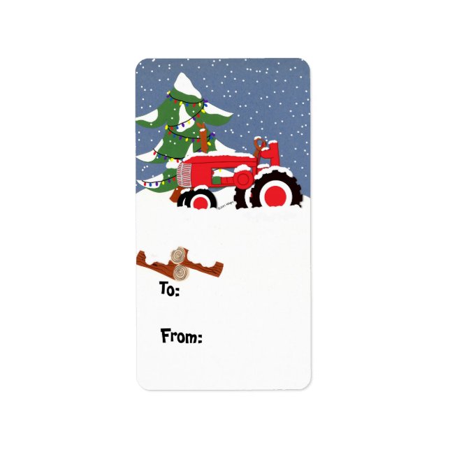 Etiqueta de presentes de Natal do trator (Frente)